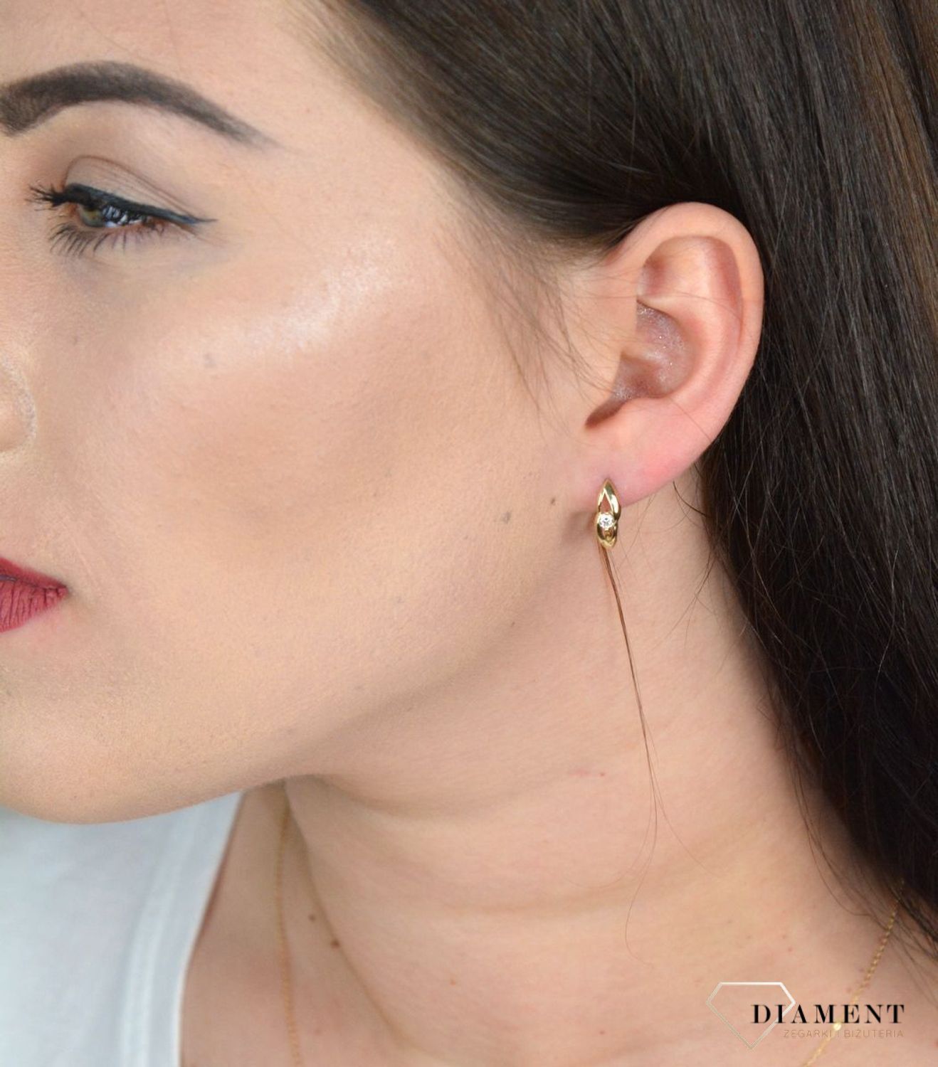 Złote kolczyki gładkie z cyrkonią KL 3384.jpg